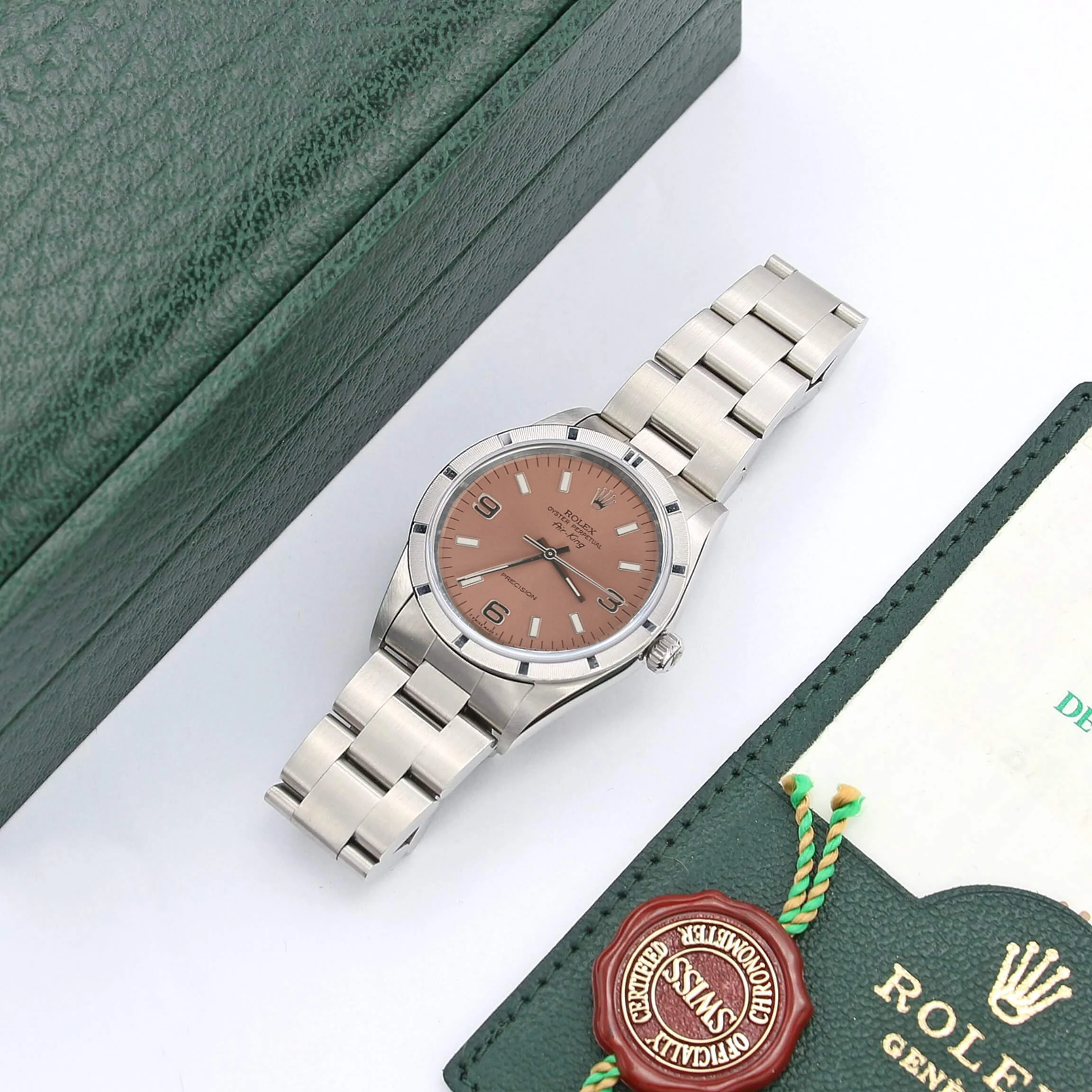 Rolex Air-King ref. 14010 Salmon 3-6-9 dial - Full Set - Image 3