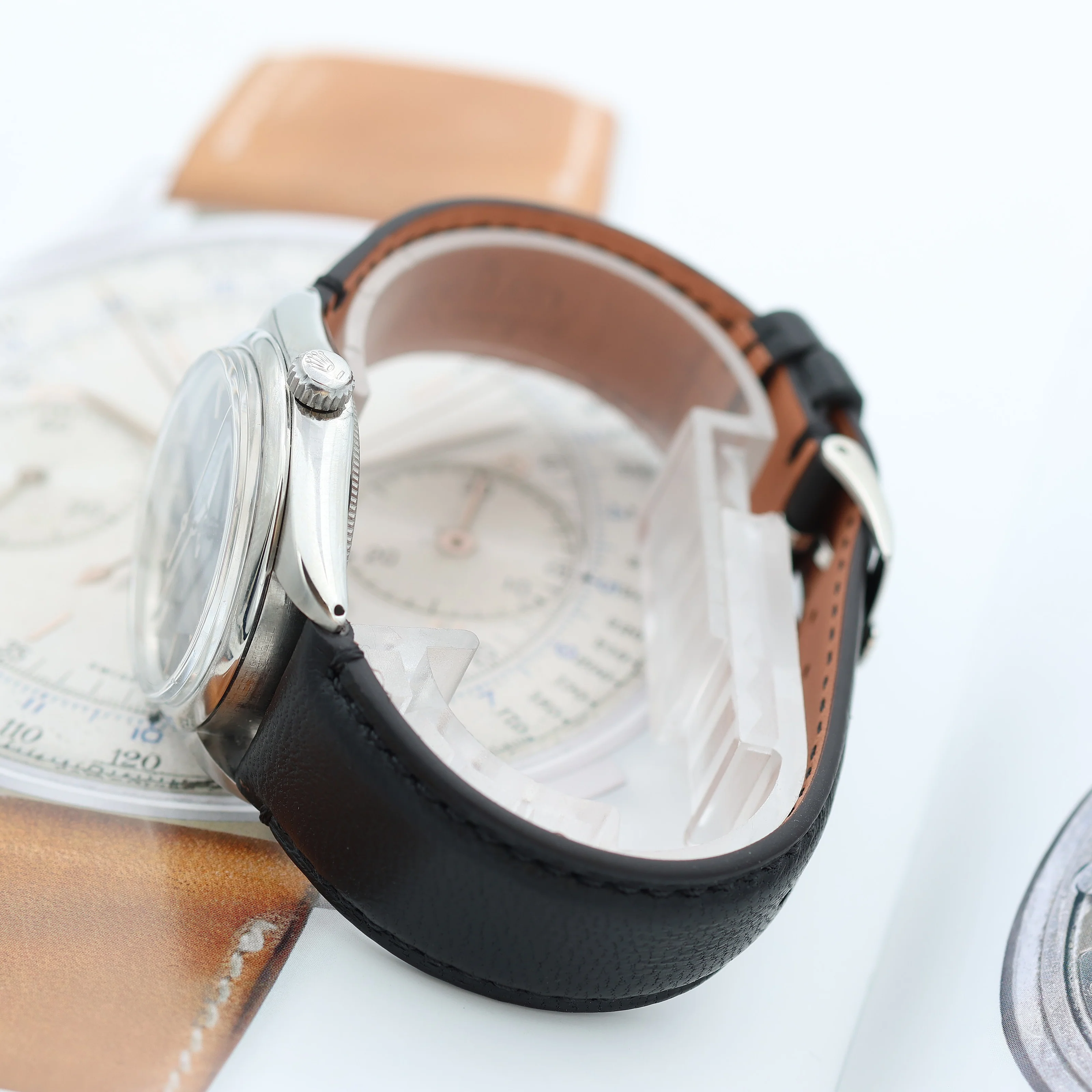 Rolex Air-King ref. 5500 Black dial - Leather strap - Image 7