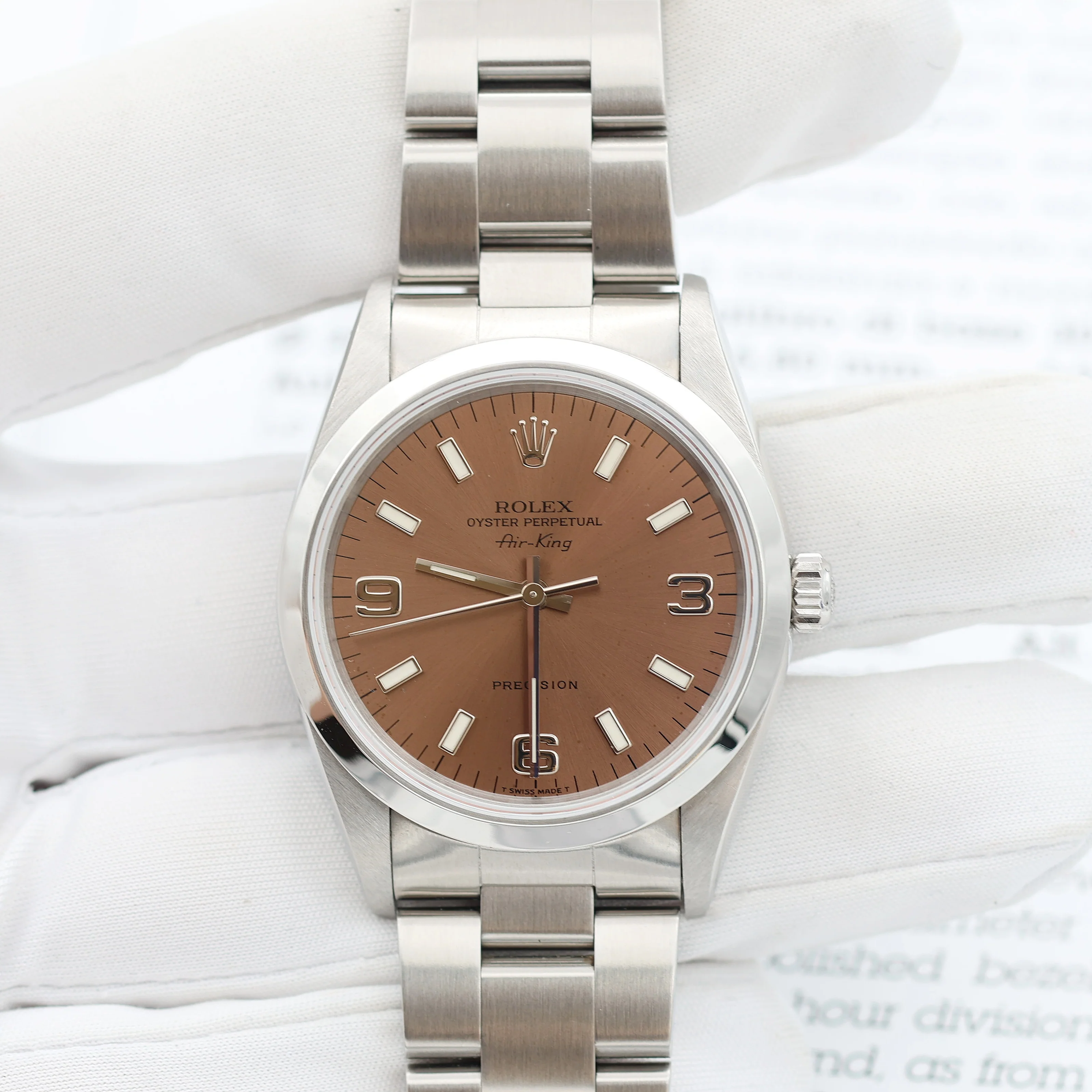 Rolex Airking ref. 14000 - Salmon Dial 3-6-9 - Full Set - Image 5