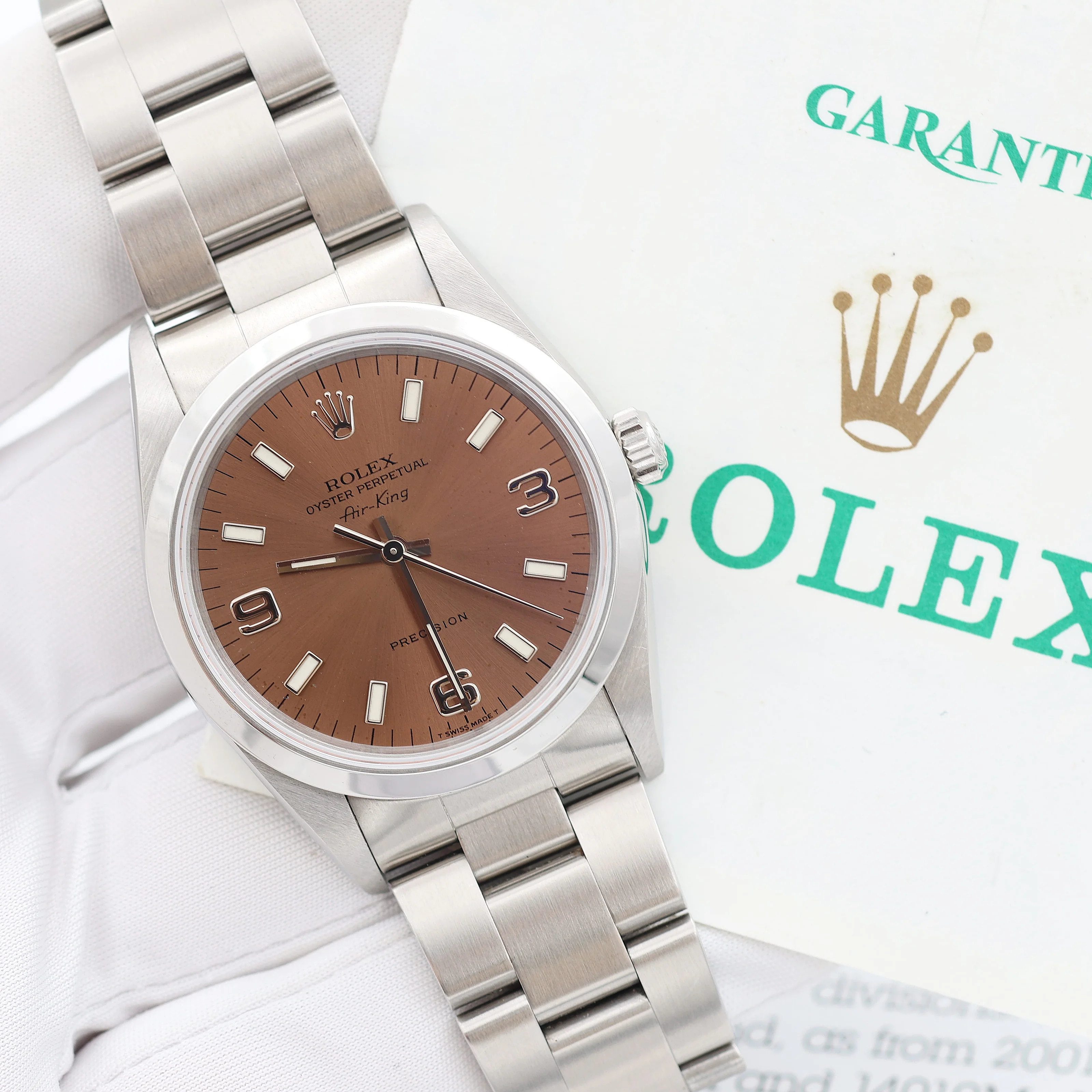 Rolex Airking ref. 14000 - Salmon Dial 3-6-9 - Full Set - Image 6