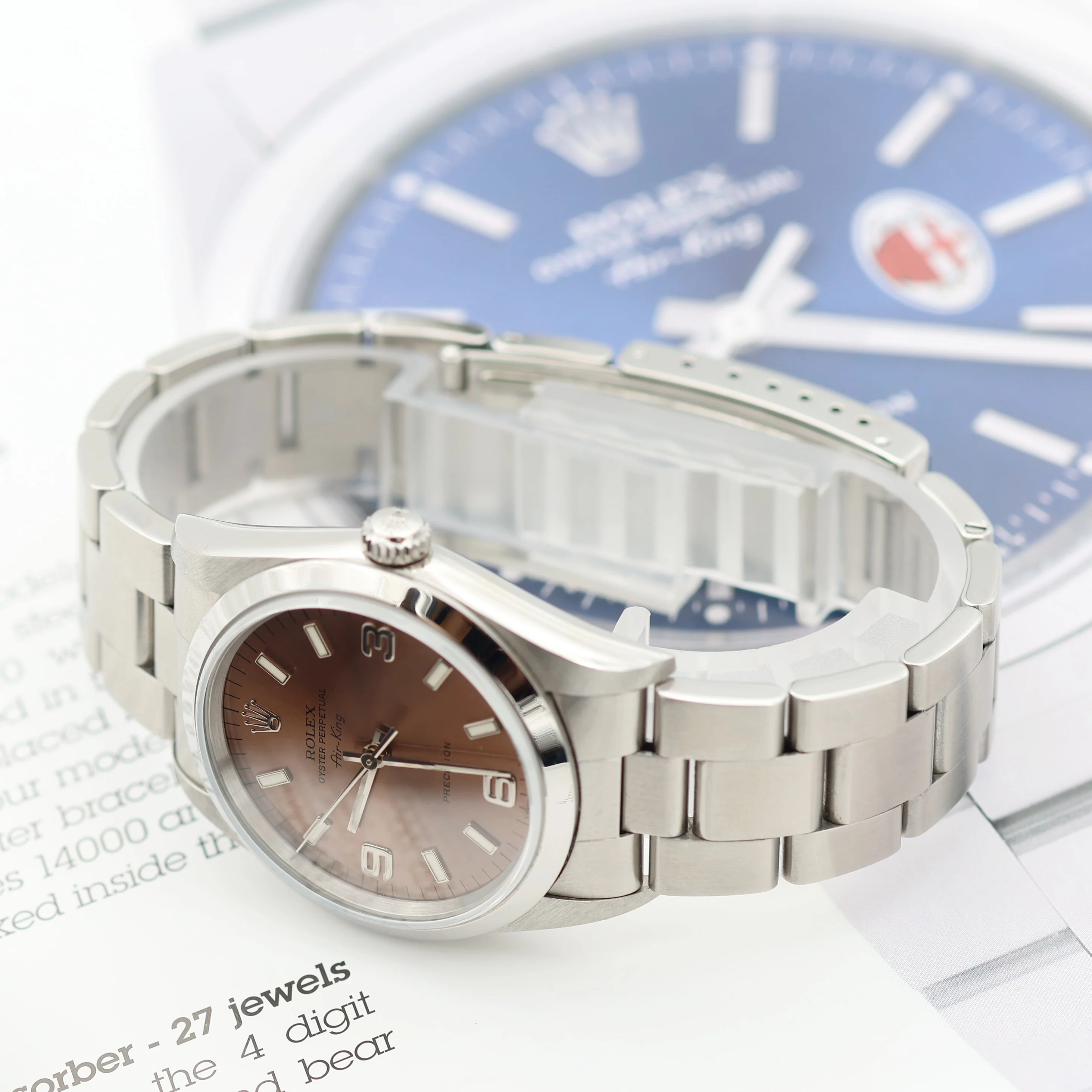 Rolex Airking ref. 14000 - Salmon Dial 3-6-9 - Full Set - Image 8