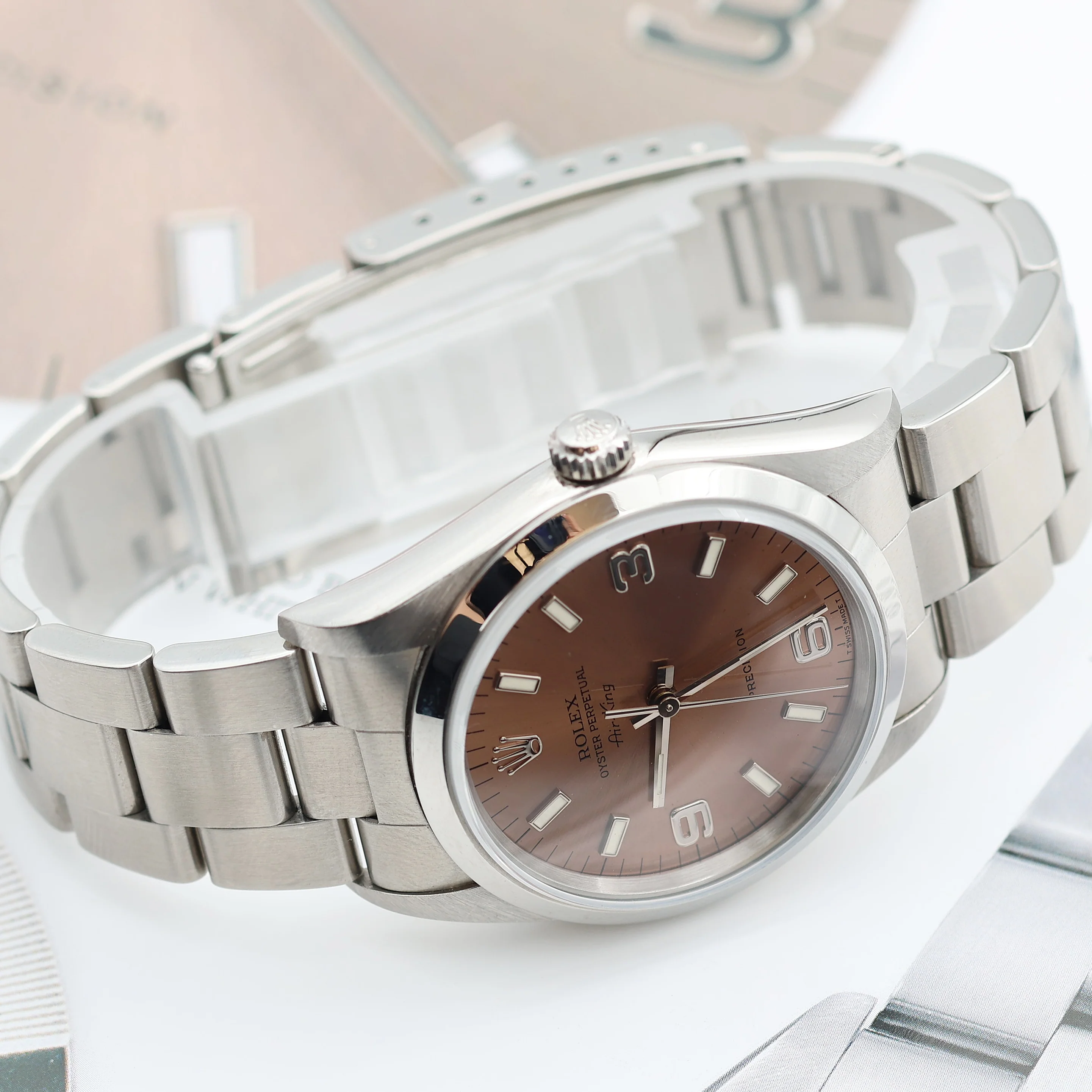 Rolex Airking ref. 14000 - Salmon Dial 3-6-9 - Full Set - Image 9