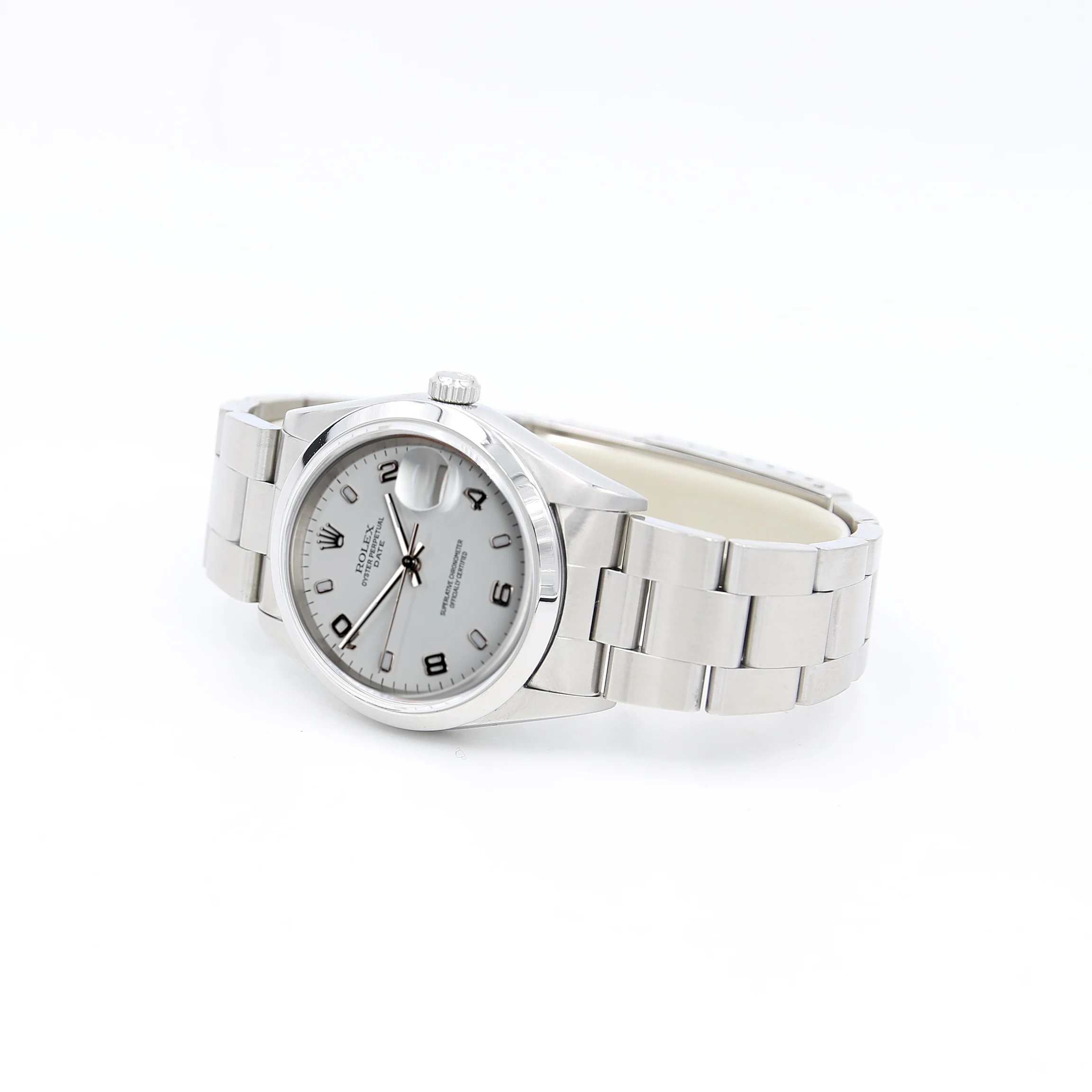 Rolex Date ref. 15200 White Arabic Dial Oyster Bracelet - Image 4