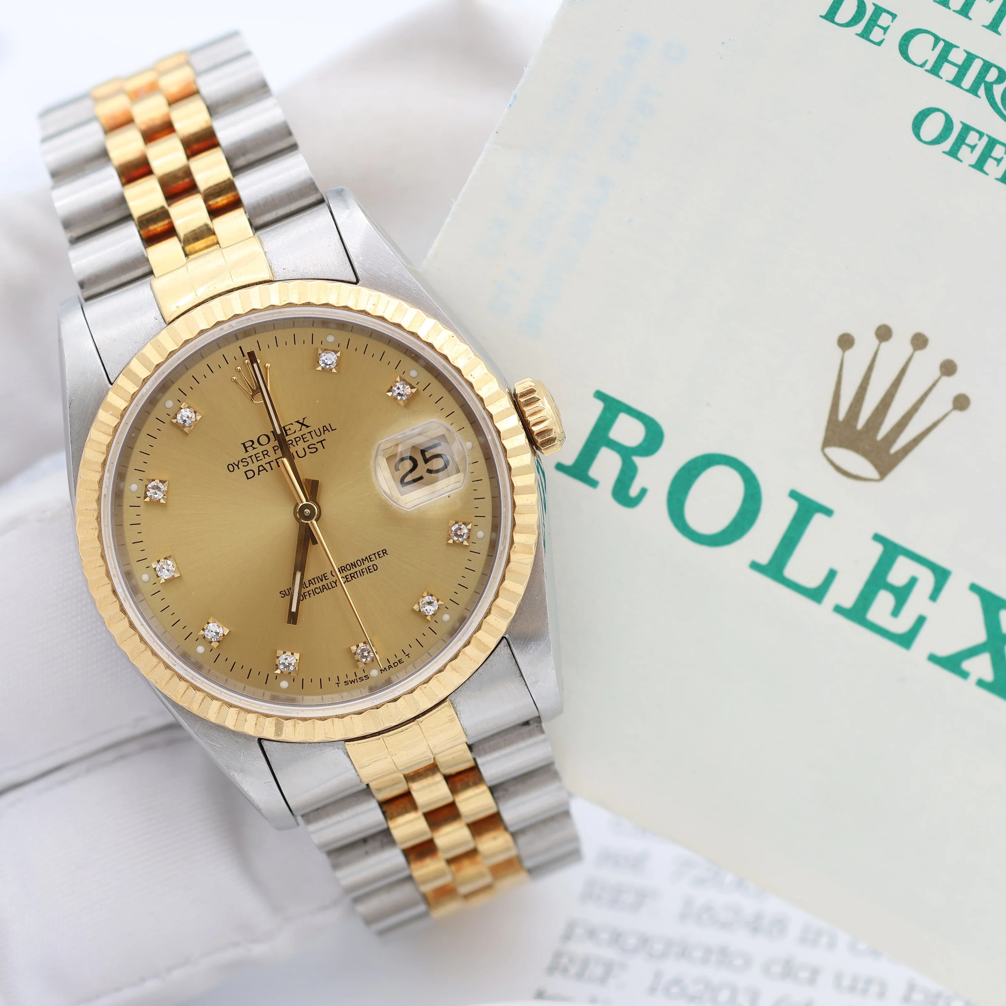 Rolex Datejust 36 ref. ref. 16233G Champagne Small Diamonds dial - Full set - Image 8