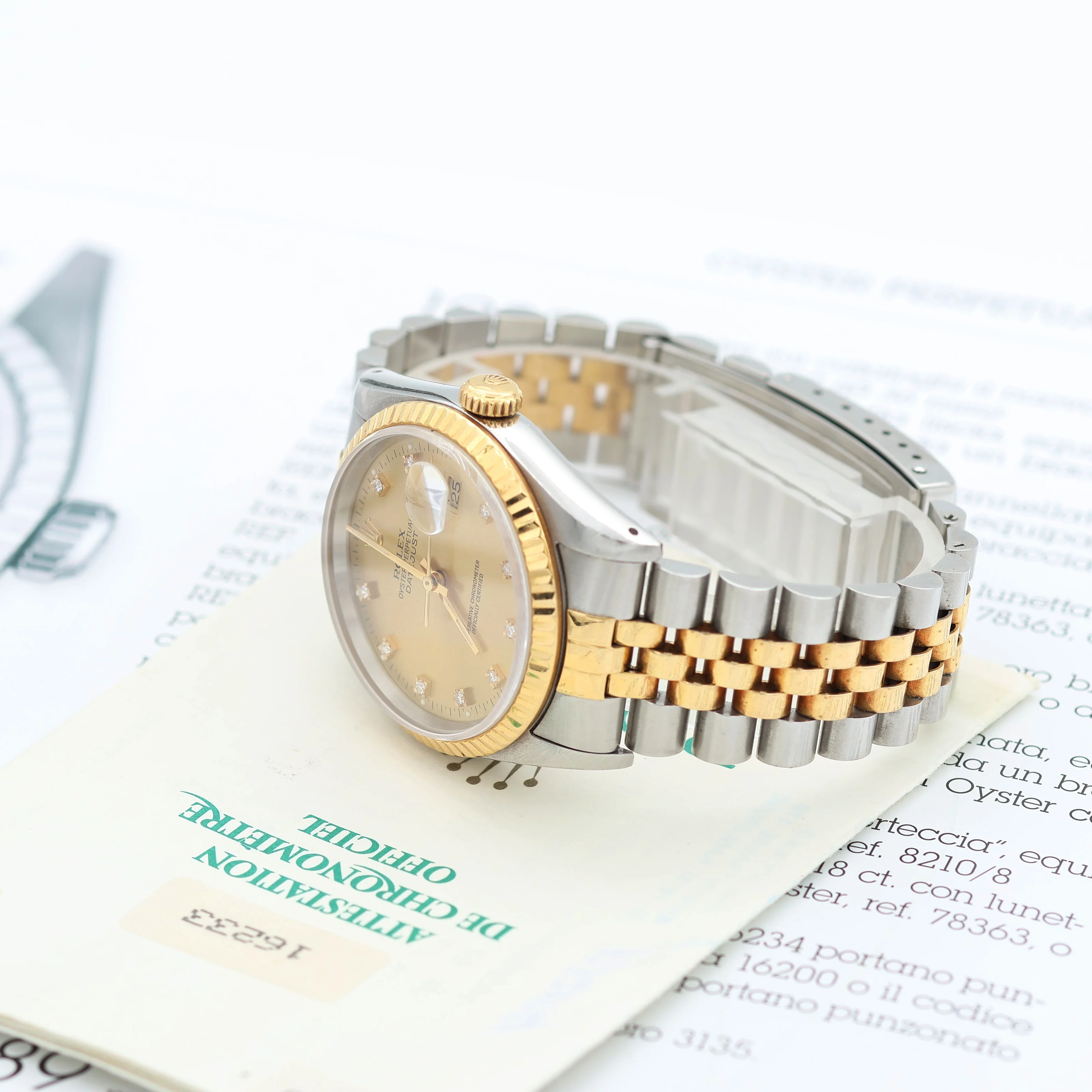 Rolex Datejust 36 ref. ref. 16233G Champagne Small Diamonds dial - Full set - Image 9