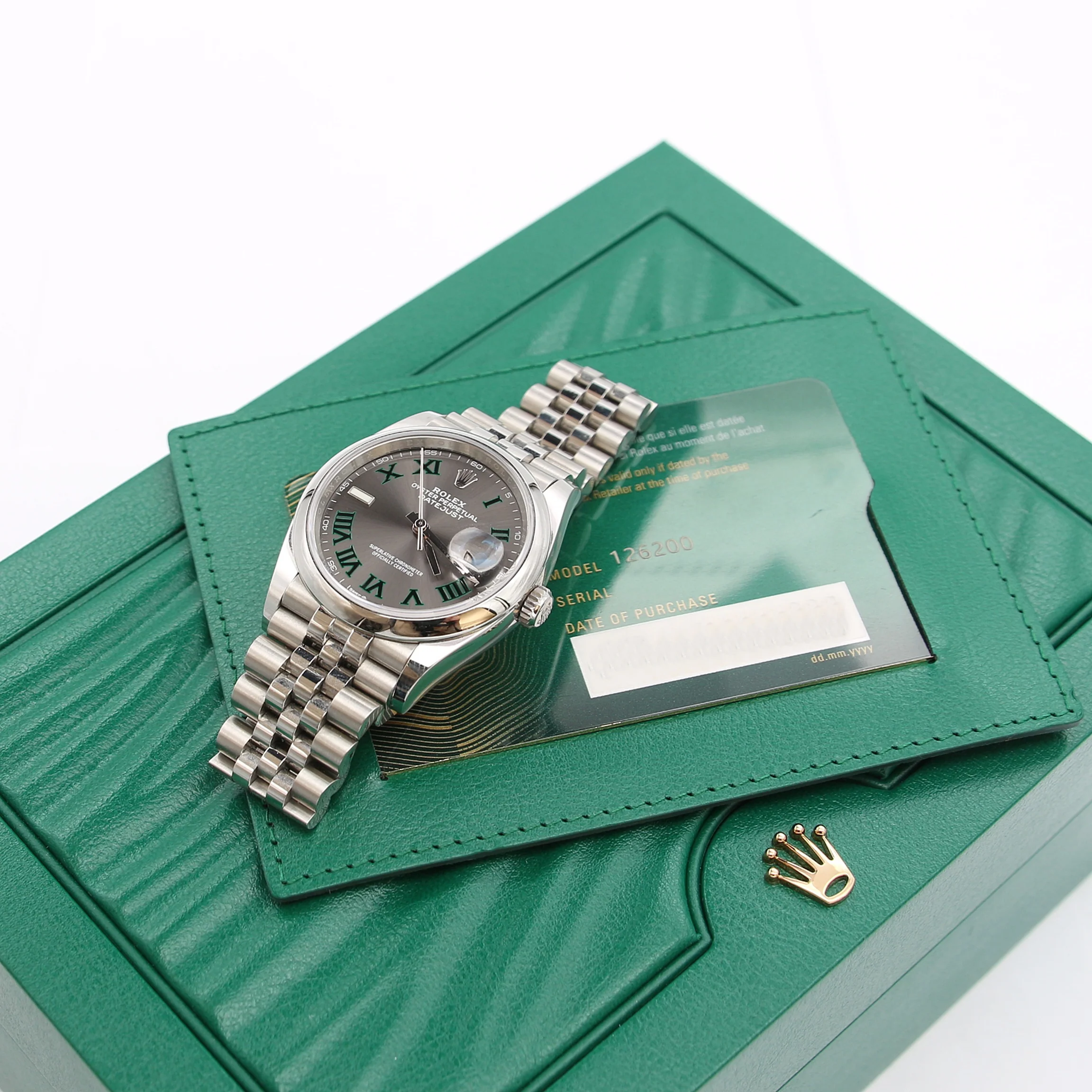Rolex Datejust ref. 126200 Wimbledon Dial Jubilee Bracelet - Full Set - Image 3