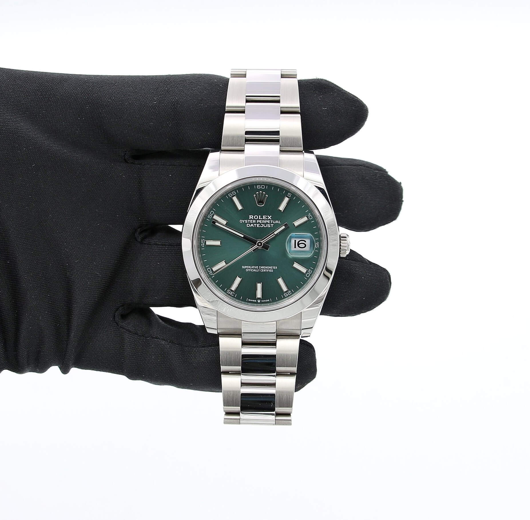 Rolex Datejust ref. 126300 Green Dial Oyster bracelet - Full Set - Image 8