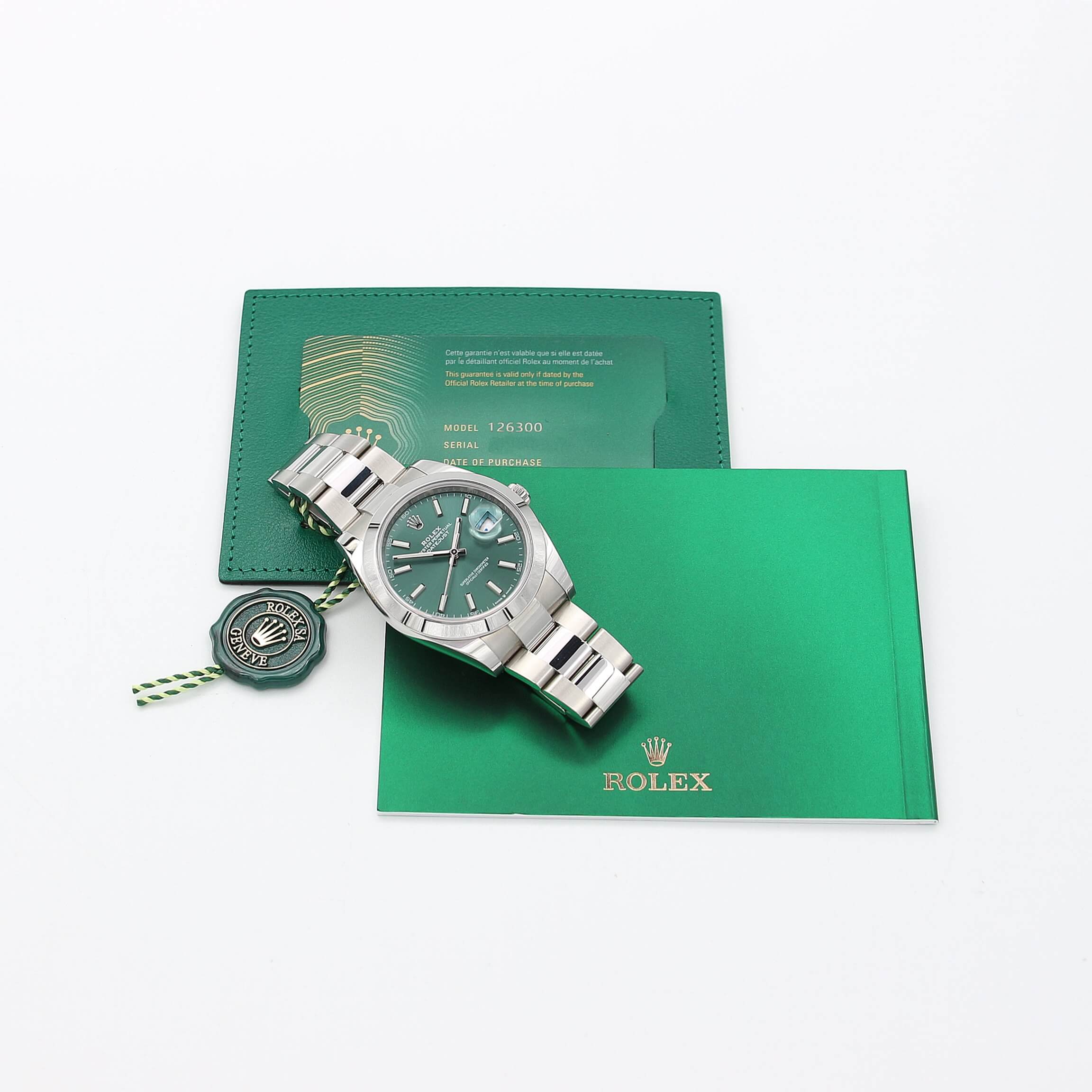 Rolex Datejust ref. 126300 Green Dial Oyster bracelet - Full Set - Image 9