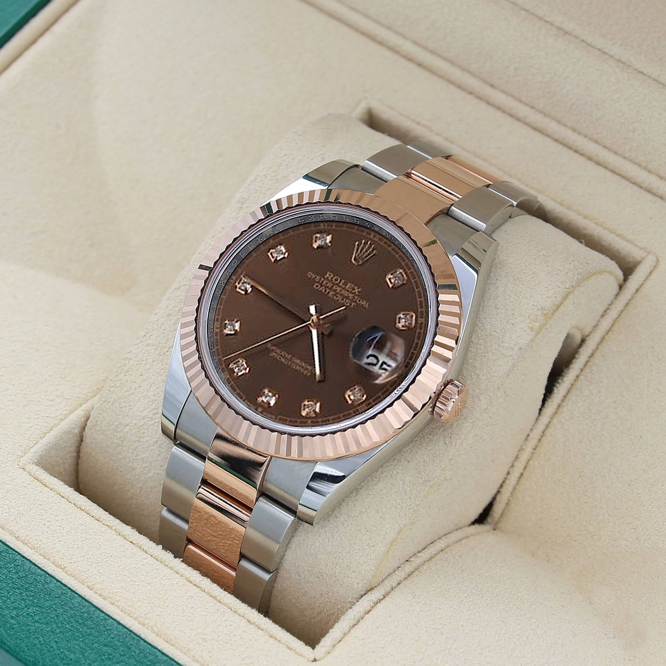 Rolex Datejust ref. 126331 Chocolate Diamonds dial Rose Gold / Steel - Oyster bracelet - Image 3
