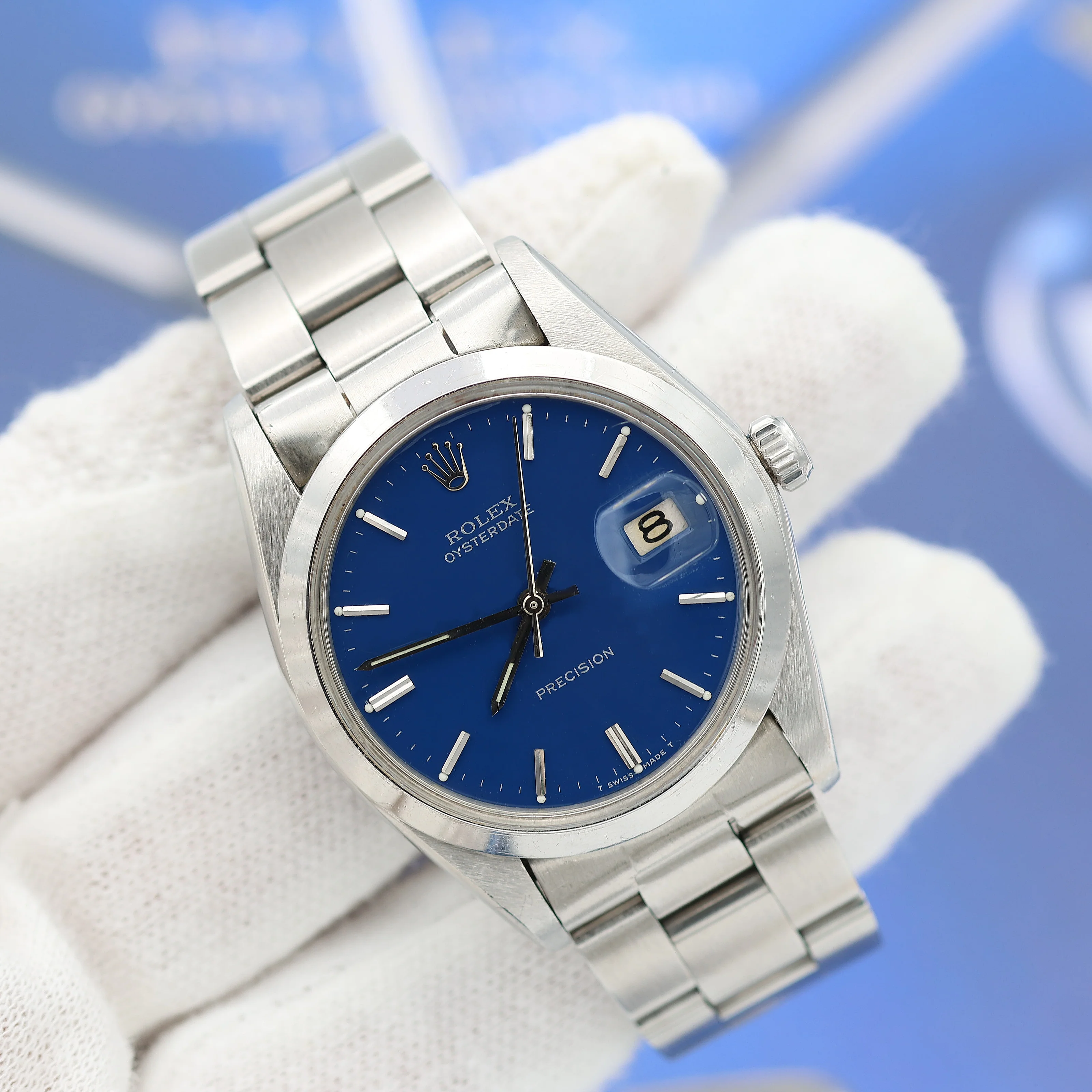 Rolex Oyster Precision Date ref 6694 Blue Dial (II)- Oyster Bracelet - Image 4