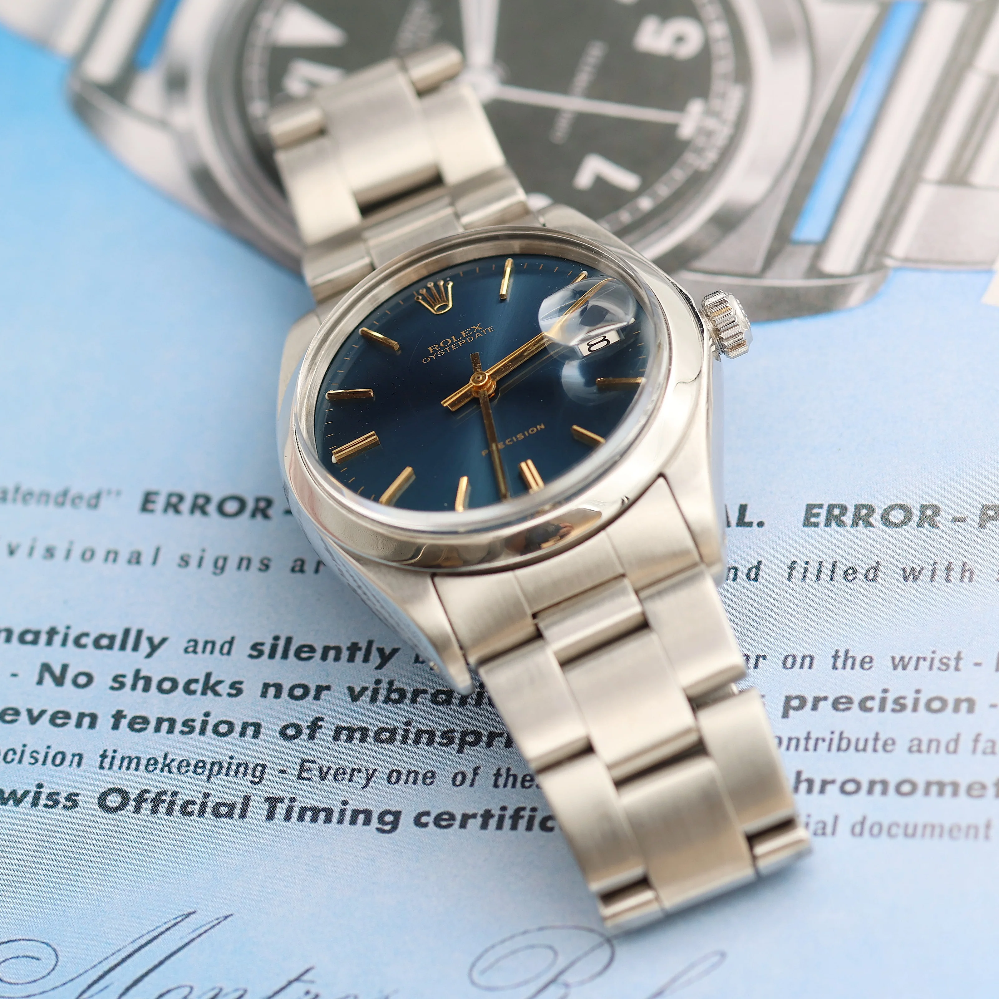Rolex Precision Date ref. 6694 Blue Dial (Golden Indexes) Oyster bracelet - Image 4