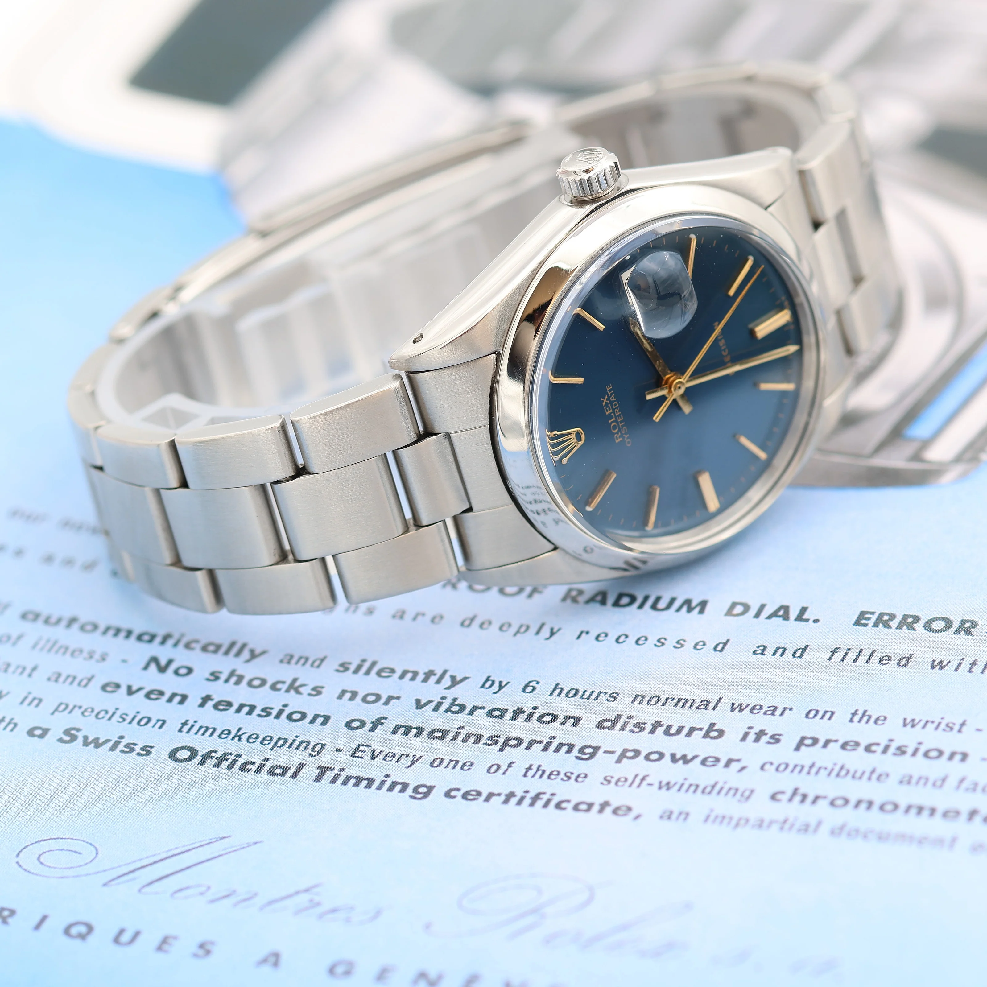 Rolex Precision Date ref. 6694 Blue Dial (Golden Indexes) Oyster bracelet - Image 9